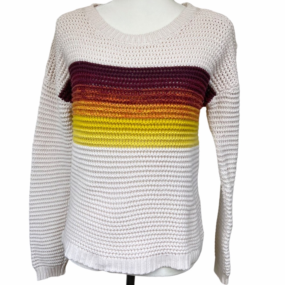 Aeropostale cream yellow burgundy stripe sweater